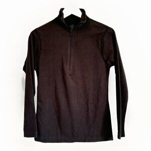 Terramar Womens 1/4 Zip Micropolyester Base Layer Size Medium Black Long Sleeves